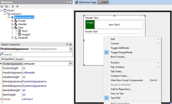  firemonkey  ListView  DynamicAppearance